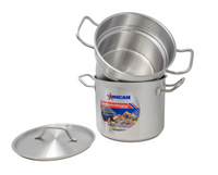Omcan USA 8 Qt Stainless Steel 3-Piece Double Boiler Set with Inset and Cover