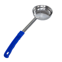 Crestware 8 oz Solid Portion Control Serving Spoon with Blue Color-Coded Handle