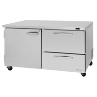 Turbo Air PRO Series Two-Section Undercounter Freezer with Doors and Drawers, 17 Cu. Ft., Self-Contained, Stainless Steel