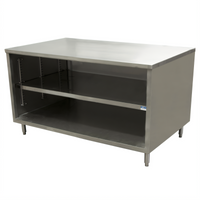 BK Resources 48 x 24 Inch Stainless Steel Chef Table with Open Front Cabinet Base