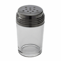 Contemporary Clear Glass Cheese Shaker with Perforated Stainless Steel Lid, 6 oz.