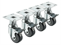 Krowne Royal Series Heavy Duty Adjustable Height Swivel Plate Caster Set of 4, 500 lb. Capacity Each