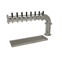 Glastender Single-Column Countertop Pipe Cantilever Draft Dispensing Tower with 8 Stainless Steel Faucets, Air-Cooled, Mirror Finish
