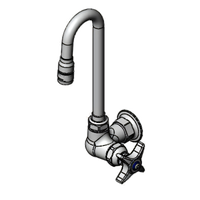 T&S Brass Single Pantry Wall-Mount Faucet with Swivel Gooseneck and 4-Arm Handle