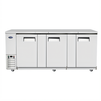 Atosa Three-Section Back Bar Cooler with Self-Contained Side-Mount Refrigeration and Solid Locking Doors, 30.1 Cu. Ft.