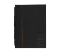 Securit Trendy Sewn Faux Leather Booklet Menu Cover, 10 x 13 Inches, Black