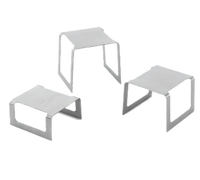 Square Buffet Stand Set of 3 Bent Risers, Brushed Stainless Steel