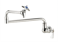 Krowne Royal Series Wall-Mount Pot Filler Faucet with 18-Inch Double-Jointed Spout and Shut-Off Valve