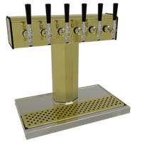 Glastender BT-6-PBR Countertop Tee Draft Dispensing Tower, 6 Faucets, Glycol-Cooled, Polished Brass Finish