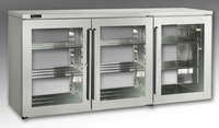 Perlick PTR72 72-Inch Three-Section Remote Pass-Thru Back Bar Refrigerator with 6 Hinged Solid Doors, Black Exterior