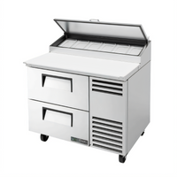 True 44 5/8-Inch Stainless Steel Refrigerated Pizza Prep Table with 2 Drawers and Alternate Top