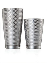 Barfly Diamond Lattice Stainless Steel Cocktail Shaker Set, 28 oz and 18 oz