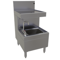 Glastender 18-Inch Underbar Wet Waste Sink with Drainboard Top