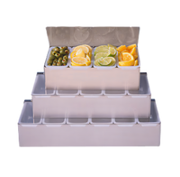 American Metalcraft 4-Compartment Bar Condiment Holder with Stainless Steel Frame and 400 mL Plastic Containers