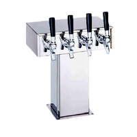 Perlick Century Extra High 4-Faucet Glycol-Cooled Tee Draft Beer Tower, Polished Chrome