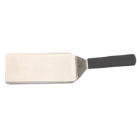 Mundial 8 x 4 Inch Stainless Steel Turner with Beveled Edges and Black Polypropylene Handle