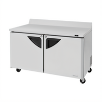 Turbo Air Super Deluxe 60-Inch 2-Section Worktop Freezer, 16 Cu. Ft., Stainless Steel, Rear-Mounted Self-Contained Refrigeration