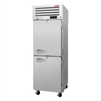 Turbo Air PRO Series One-Section Reach-In Refrigerator with Half Solid Doors, Top-Mount Self-Contained, 24.76 Cu. Ft., Stainless Steel