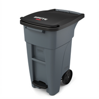 Rubbermaid Commercial BRUTE 32 Gallon Step-On Rollout Trash Container with Hinged Lid