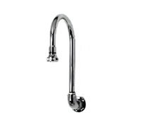 T&S Brass Wall-Mounted Swivel Gooseneck Spout with Rose Spray, 3/8