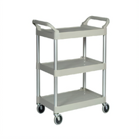 Rubbermaid Commercial Products Platinum 3-Shelf Plastic Utility Bus Cart with Swivel Casters
