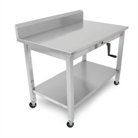 John Boos ADA Adjustable-Height Hydraulic Lift Stainless Steel Work Table with 5-Inch Backsplash and Locking Casters, 48 x 30 Inches