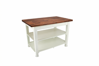 John Boos Blended American Black Walnut Edge Grain Wood Top Work Table with Painted Base, 2 Slatted Undershelves and Tapered Legs
