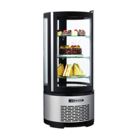 Omcan Countertop 3-Sided Refrigerated Cake Display Case with 3 Glass Shelves, 3.53 Cu. Ft.