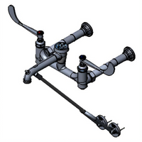 T&S Brass Wall-Mount Service Sink Faucet, 8-Inch Centers, Vacuum Breaker, 6-Inch Wrist Handles