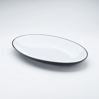 American Metalcraft 18 x 12 Inch Oval Black/White Melamine Platter