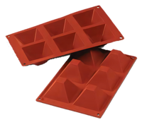 Silikomart Pyramid Silicone Flex Mold, 6-Cavity, Red