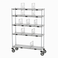 Metro Chain Reaction Mobile To-Go Order Pick-Up Station with Adjustable Chrome Wire Shelves