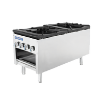 Turbo Air Radiance Heavy Duty 18-Inch Gas Stock Pot Range with Storage Base, (2) 3-Ring Burner Sections, 158,000 BTU