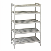 Cambro Camshelving Premium 5-Tier Vented Stationary Starter Shelving Unit, 21 x 48 x 72 Inches, Speckled Gray