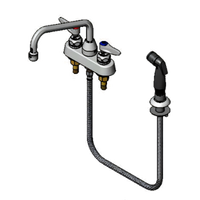 T&S Brass Deck-Mount Workboard Faucet with 8-Inch Swing Spout and Side Spray, 4-Inch Centers