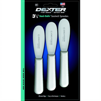 Dexter Russell Sani-Safe 3-1/2 Inch Stainless Steel Sandwich Spreader with Textured White Polypropylene Handle, 3-Pack