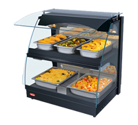Hatco Glo-Ray Curved Glass Countertop Merchandising Warmer with Deck and Shelf, Humidified Bottom Shelf, 26-Inch