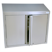 BK Resources 30-Inch Wall-Mounted Stainless Steel Wall Cabinet with Locking Hinged Doors