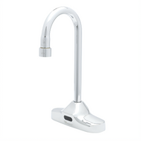 ChekPoint Electronic Sensor Touchless Deck Mount Faucet with 4-Inch Centers, Rigid Gooseneck Spout and Thermostatic Mixing Valve