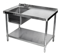 60-Inch Left-Side Stainless Steel Prep Sink Table with Backsplash and Undershelf