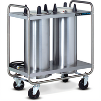 Dinex Heated Mobile Plate Dispenser with Open Tubular Frame and Two Self-Elevating Tubes