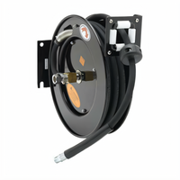 Equip Open Retractable Hose Reel with 3/8 Inch x 35 Foot Hose, Black Powder-Coated Steel