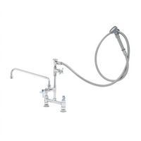 T&S Brass B-0177 8-Inch Center Deck-Mount Add-On Mixing Faucet with 12-Inch Swing Nozzle and Spray Unit
