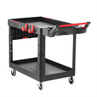 Rubbermaid Commercial Products Heavy Duty Adaptable Medium Utility Cart with 2 Shelves, Black