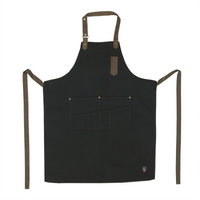 Winco Signature Chef Black Full-Length Bib Apron with 8 Waist Pockets and Pen Pocket