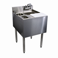 CHOICE 20-Inch Freestanding Stainless Steel Underbar Mixology Unit with Sink, Rinser, Dipper Well, and Cutting Board