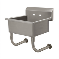 Advance Tabco Wall Mounted 14 Gauge Stainless Steel Service Sink with 20 Inch Bowl, 10 Inch Deep Bowl, and Faucet Provision