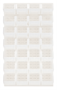 Quantum Wall-Mounted Louvered Panel Starter Unit with 28 Clear Bins, 36 x 15 x 61 Inches