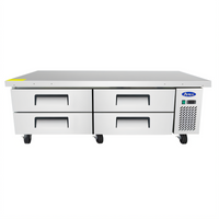 Atosa 72 1/2-Inch Refrigerated Chef Base with Extended Top and 4 Drawers