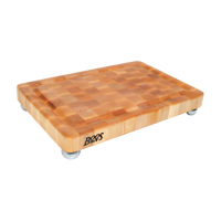 John Boos Boos Block 18 x 12 x 1-3/4-Inch End Grain Northern Hard Rock Maple Cutting Board with Grooved Surface and Stainless Steel Bun Feet